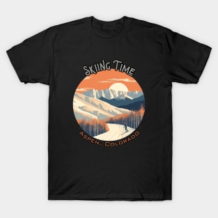 Skiing Time, Aspen, Colorado, USA, winter T-Shirt